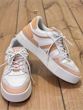 Lacoste L002 White/Ochre Leather Lace Up Low Top Sneakers Women’s US 9.5
